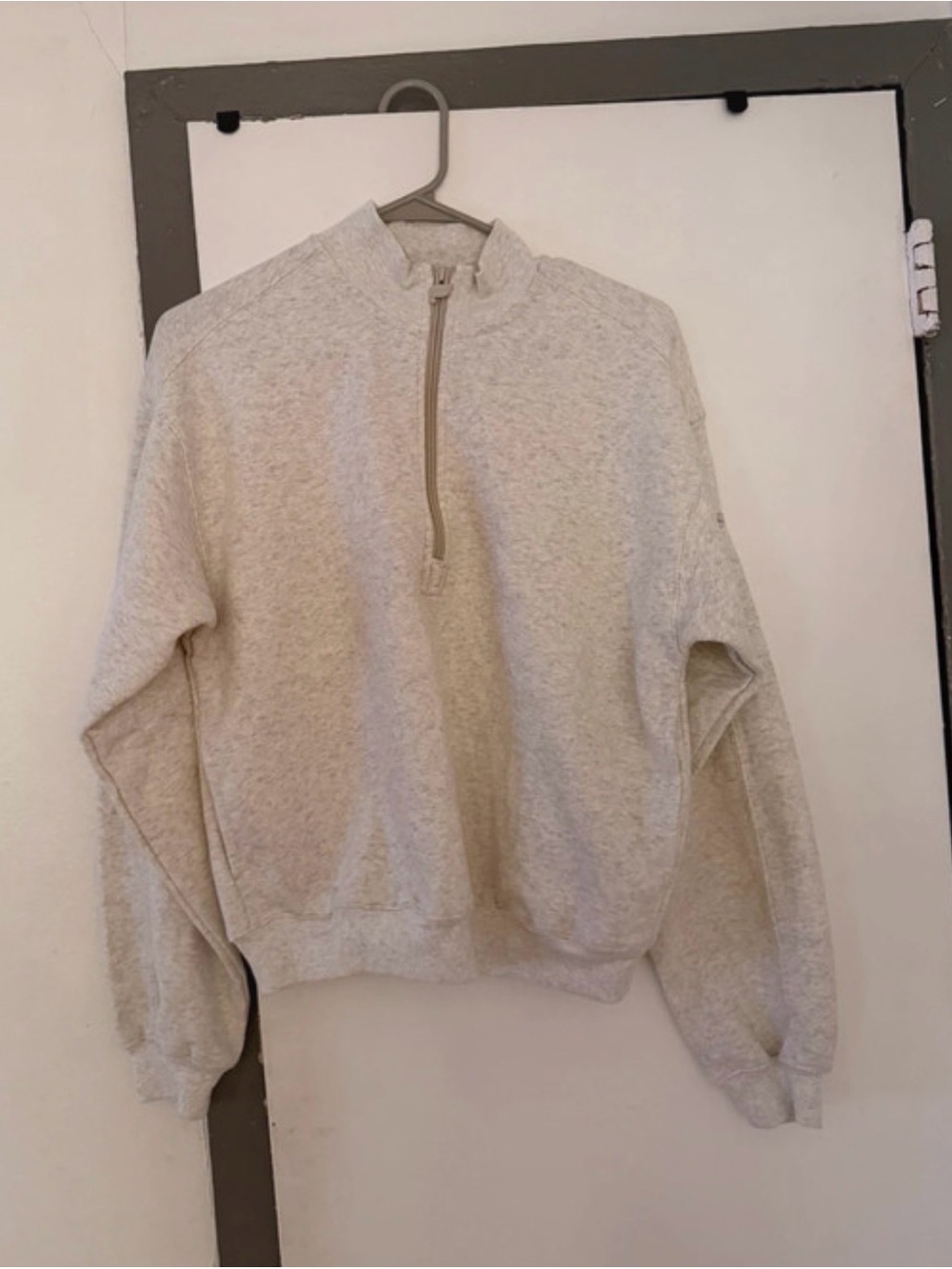 Fabletics Soft Grey Heather Forever Fleece 1/2 Zip Sweatshirt